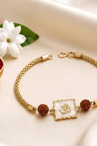 Om rudraksha bhaiya bhabhi rakhi pair