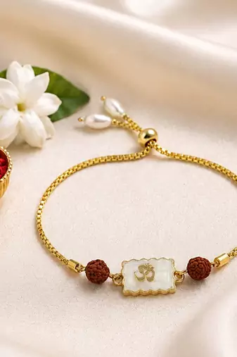 Om rudraksha bhaiya bhabhi rakhi pair