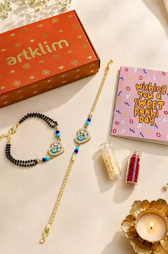 Heart evil eye bhaiya bhabhi rakhi pair