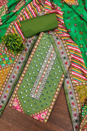 multicolor printed muslin cotton unstitched dress material 