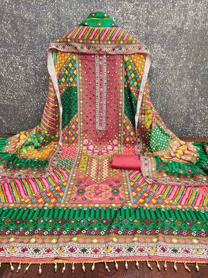 multicolor printed muslin cotton unstitched dress material  3