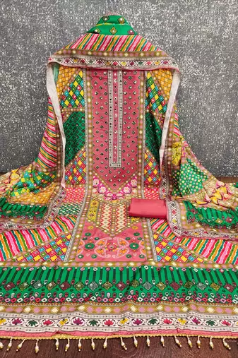 multicolor printed muslin cotton unstitched dress material 