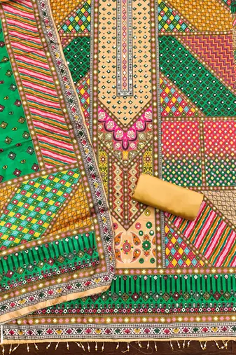multicolor printed muslin cotton unstitched dress material 