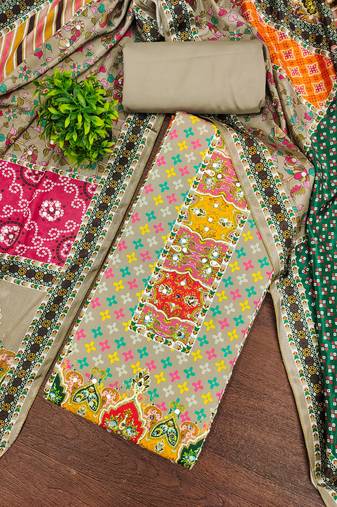 multicolor printed muslin cotton unstitched dress material 