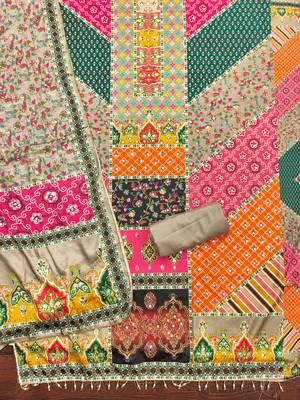 multicolor printed muslin cotton unstitched dress material  2