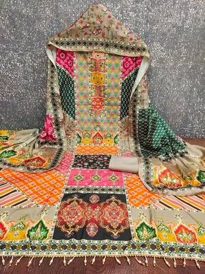 multicolor printed muslin cotton unstitched dress material  3