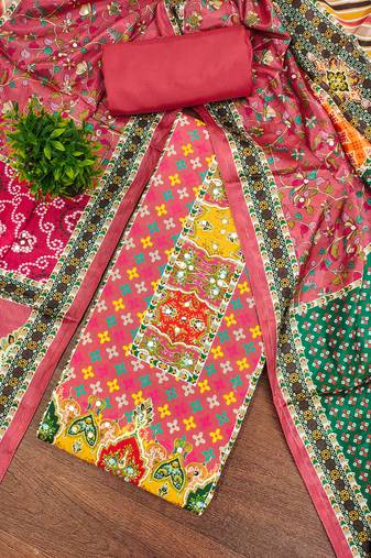 multicolor printed muslin cotton unstitched dress material 