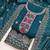Teal blue embroidered vichitra cotton unstitched dress material