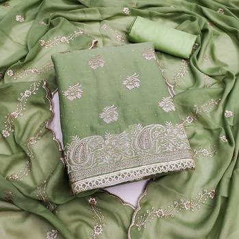 yellow embroidered georgette unstitched dress material  1