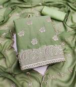 yellow embroidered georgette unstitched dress material 