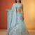 Women's Sky Organza Swarovski stones Embroidered Lehenga Choli with Dupatta