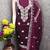wine embroidered chanderi unstitched dress material 