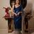 Navy blue heavy georgette sequins embroidered saree with cutwork lace border & silk blouse