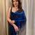 Navy blue heavy georgette sequins embroidered saree with cutwork lace border & silk blouse