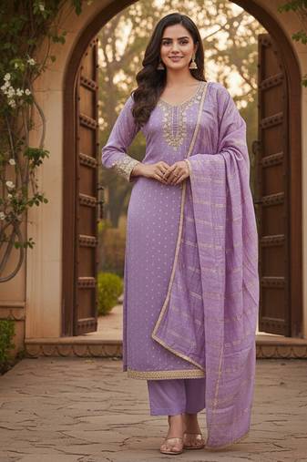 lavender weaved chanderi modal unstitched dress material 