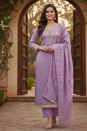 lavender weaved chanderi modal unstitched dress material 