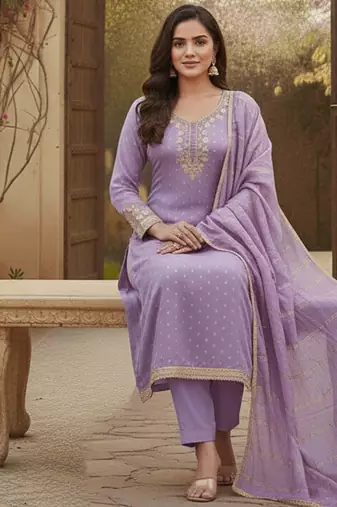 lavender weaved chanderi modal unstitched dress material 