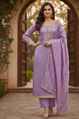 lavender weaved chanderi modal unstitched dress material 