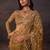 Olive gold butterfly net heavy sequins embroidered saree with embroidered net blouse