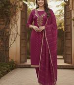 magenta weaved chanderi modal unstitched dress material 