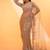 Golden beige heavy butterfly net saree with 5mm sequins & multi thread embroidery work unstitched blouse