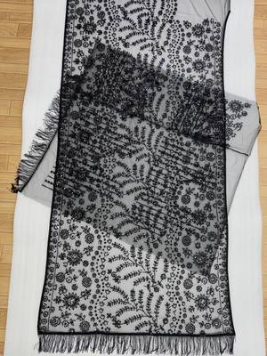 Black heavy butterfly net saree with 5mm sequins & multi thread embroidery work unstitched blouse 4