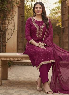 magenta weaved chanderi modal unstitched dress material  2