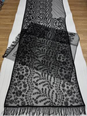 Black heavy butterfly net saree with 5mm sequins & multi thread embroidery work unstitched blouse 5
