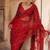 Red heavy butterfly net saree with 5mm sequins & multi thread embroidery work unstitched blouse