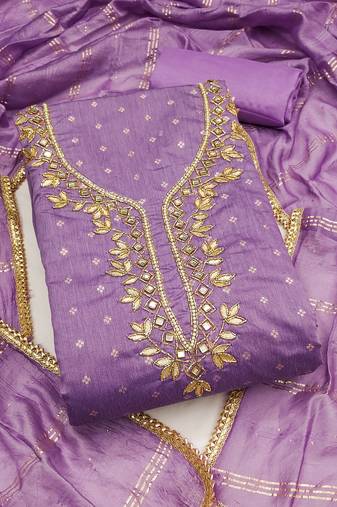 lavender weaved chanderi modal unstitched dress material 