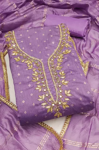 lavender weaved chanderi modal unstitched dress material 