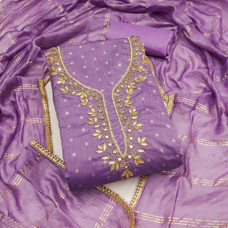 lavender weaved chanderi modal unstitched dress material 