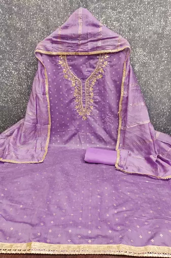 lavender weaved chanderi modal unstitched dress material 