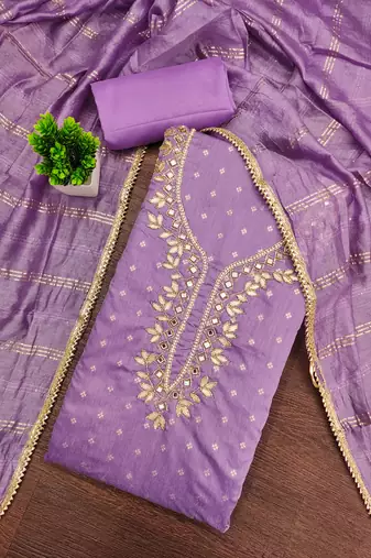 lavender weaved chanderi modal unstitched dress material 