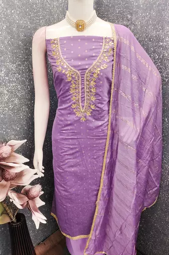 lavender weaved chanderi modal unstitched dress material 