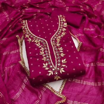 magenta weaved chanderi modal unstitched dress material  1