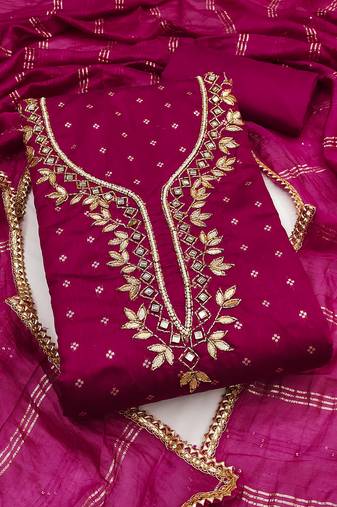 magenta weaved chanderi modal unstitched dress material 
