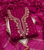 magenta weaved chanderi modal unstitched dress material 