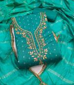 sea green weaved chanderi modal unstitched dress material 