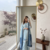 Sky blue embroidered kurti with farshi pant and dupatta set