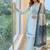 Sky blue embroidered kurti with farshi pant and dupatta set
