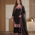 Party wear black colour  floral thread embroidery kurti set with farshi pant