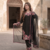 Party wear black colour  floral thread embroidery kurti set with farshi pant