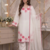 Party wear white colour floral thread embroidery kurti set with farshi pant