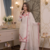 Party wear white colour floral thread embroidery kurti set with farshi pant