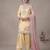 Women's yellow embroidered kurti with farshi pant and pink dupatta set