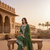 green embroidered roman silk pv chanderi unstitched dress material 