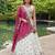 Women's White & Pink Chiffon Beads with Embroidered Lehenga Choli with Dupatta