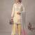 Women's yellow embroidered kurti with farshi pant and pink dupatta set