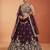Women's Wine Tissue Beads with Embroidered Lehenga Choli with Dupatta